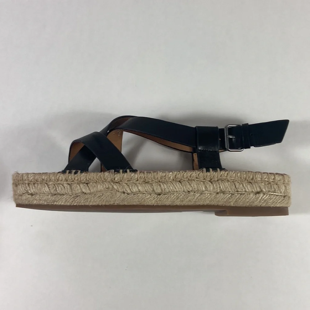 Madewell Black Leather Crisscross Espadrille Sandals